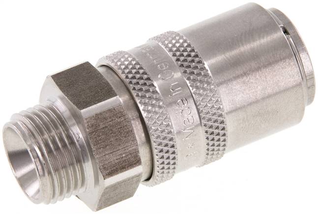Temperier-Schnellkupplung 13mm Zapfen,G 3/8"(AG), Edelstahl, ohne Ventil