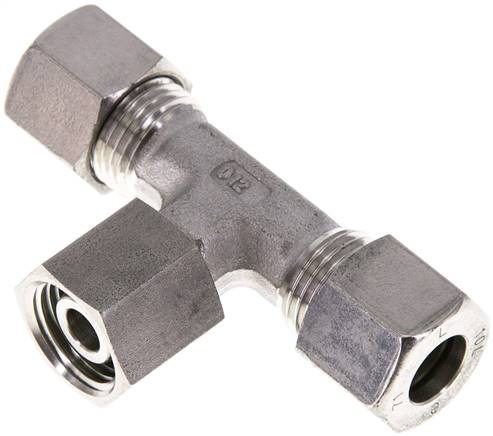 Einstellb. T-Schneidringverschraubung 10 L (M16x1,5), 1.4571, mit Dichtkegel und O-Ring