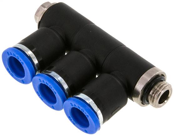 Steck-Mehrfachverteiler, 3-fach G 1/8"-8mm, IQS-Standard