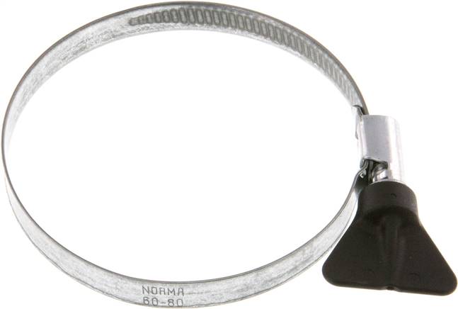9mm Schlauchschelle 60 - 80mm, Stahl verzinkt (W1) (NORMA) mit Flügelgriff
