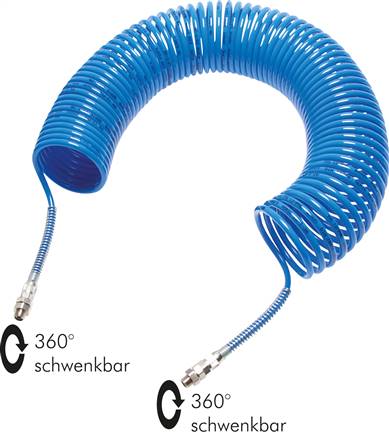 PA-Spiralschlauch G 1/2"-15 x 12 mm, 7,5 mtr. Arbeitslänge, rot