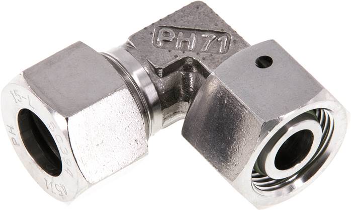 Einstellb. Winkel-Schneidringverschr. 15 L (M22x1,5), 1.4571, mit Dichtkegel und O-Ring