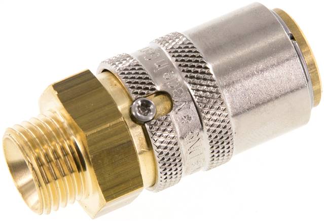 Temperier-Schnellkupplung 13mm Zapfen,M 16x1,5(AG), ohne Ventil mit Entriegelungssicherung