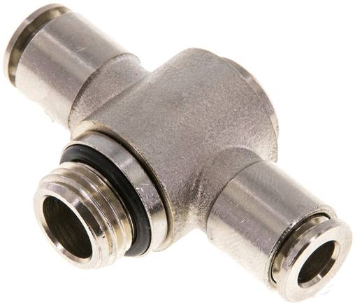Kompakt-Steckanschluss, T-Stück, einfach, MS vernickelt, Schlauch D 06 mm, Anschluss 1/4"