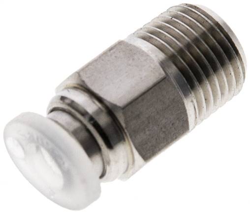 Gerader Steckanschluss R 1/8"-4mm, IQS-PP, Polypropylen mit Edelstahl-Gewinde