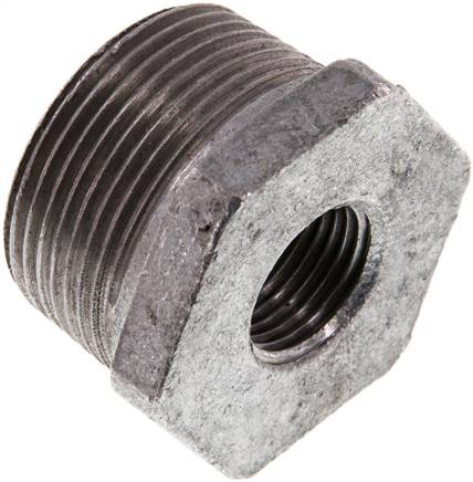 Reduziernippel R 1-1/4"(AG)-Rp 1/2"(IG), Temperguss verzinkt