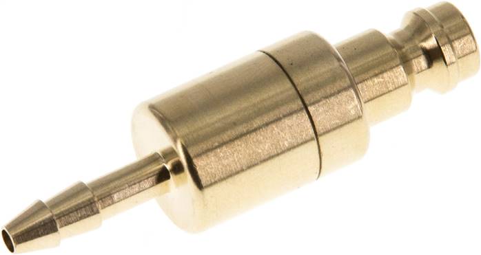 Kupplungsstecker (NW5) 4mm Schlauch, Messing, beidseitig absperrend