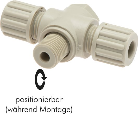 T-Verschraubung G 1/2"-6x4mm, PVDF, Hohlschraube
