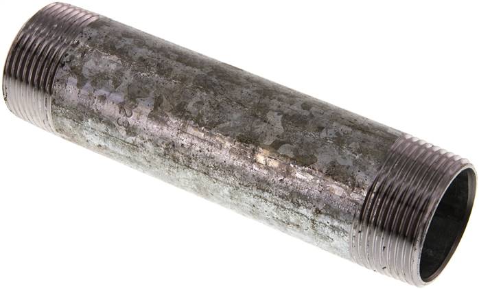 Rohrdoppelnippel R 1-1/4"-150mm, Stahlrohr ST 37 verzinkt