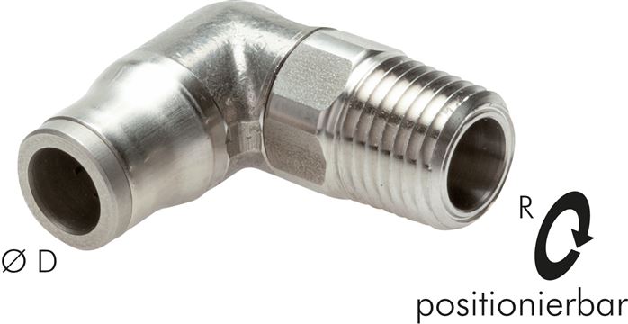 Winkel-Steckanschluss NPT 1/8"-4mm, IQS-Edelstahl
