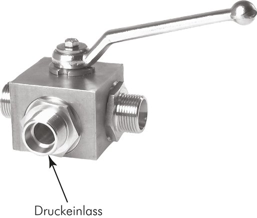 ES-Hochdruck-3-Wege Kugelhahn, L-Bohrung, 22 L (M30x2), 0 bis 160bar