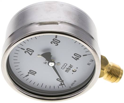 Manometer senkrecht 100mm, 0 - 40 mbar, G 1/2"