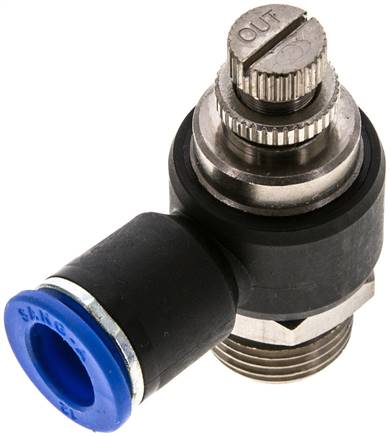 Winkel-Drosselrückschlagventil G 1/2"-12mm,abluftregelnd (Standard)