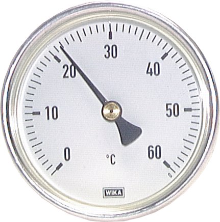 Bimetallthermometer, waagerecht D63/0 bis +160°C/40mm, Aluminium