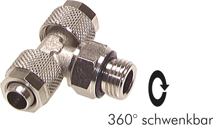T-Drehverschraubung G 1/4"-8x6mm, Messing vernickelt