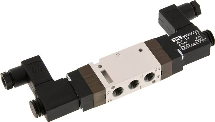 5/2-Wege Magnetventil, G 1/8", Impulsventil, 24 V=, Norm-Stecker Grösse 0