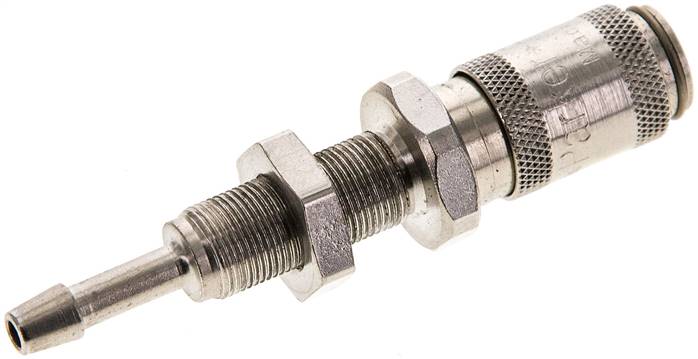 Schott-Schnellkupplung (NW2,7) 3mm Schlauch, Messing vernickelt, für Stecker beidseitig absperrend