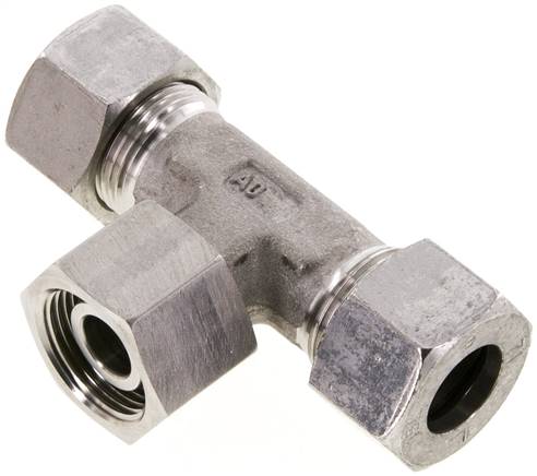 Einstellb. T-Schneidringverschraubung 15 L (M22x1,5), 1.4571, mit Dichtkegel und O-Ring