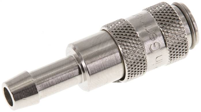 Schnellkupplung (NW2,7) 5mm Schlauch, Messing vernickelt, für Stecker beidseitig absperrend