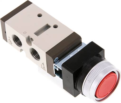 5/2-Wege Ventil G 1/4" (Abluft G 1/8"), Drucktaster rot