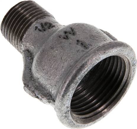 Reduziernippel R 1/2"(AG)-Rp 1"(IG), Temperguss verzinkt
