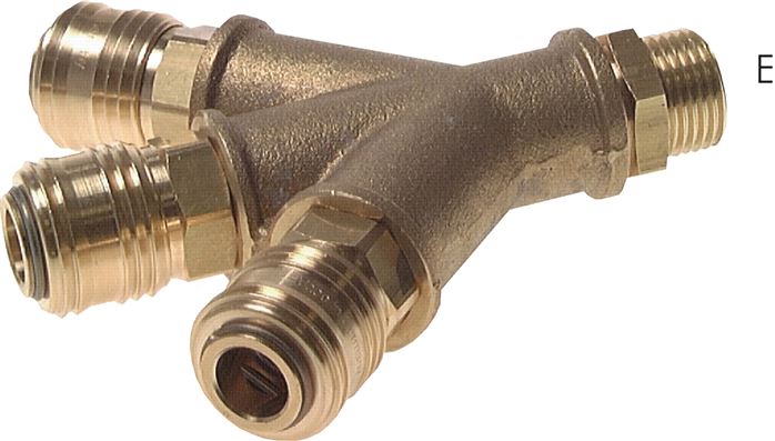 3-fach-Luftweiche mit Schnellkupplungen, G 1/2" (AG)