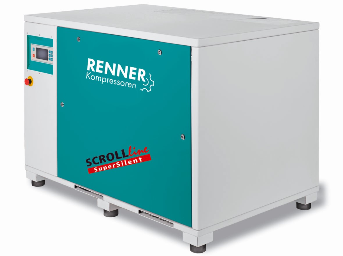 RENNER-Scrollkompressor SuperSilent SLKM-S 16,5 10 bar als Mehrfachanlage mit Kältetrockner-Ölfrei