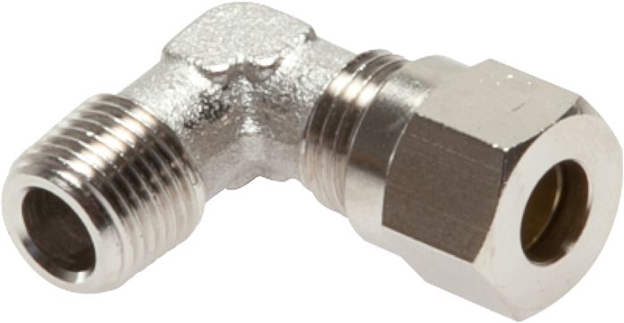 Winkel-Schneidringverschraub. R 1/8"-4 LL (M8x1), Messing vernickelt