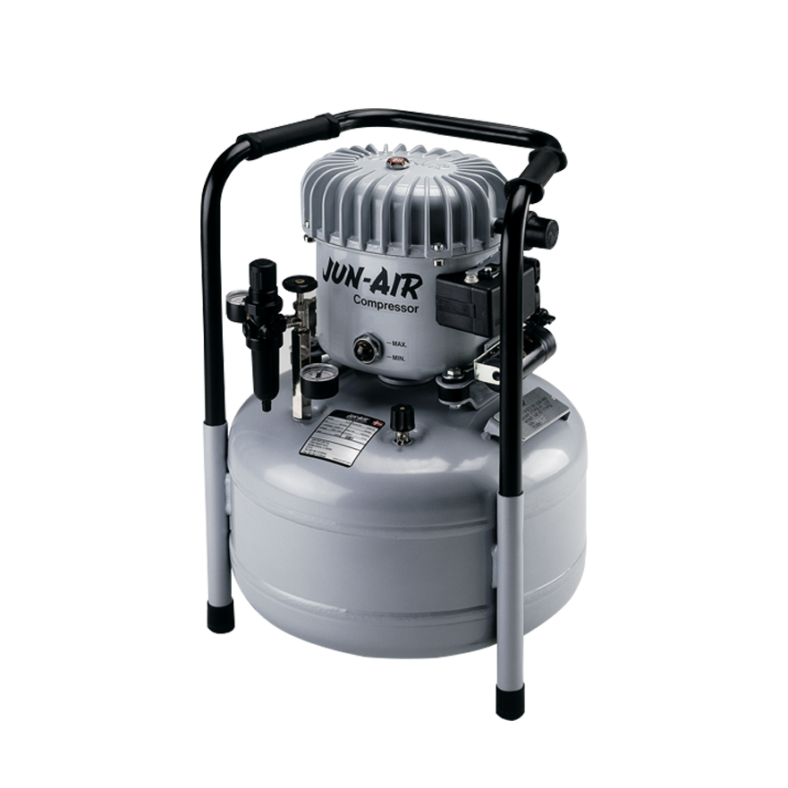 JUN-AIR flüsterleiser Kompressor 6-25 Motor ölgeschmiert mit Druckminderer JUNAIR
