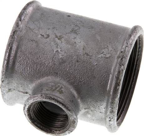 T-Stück Rp 2"-Rp 3/4"-Rp 2" (IG), Temperguss verzinkt