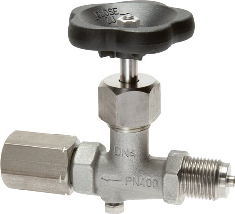 Manometer-Absperrventil G 1/2" Spannmuffe - Zapfen,1.4571, Messgerätanschluss 1/2" IG