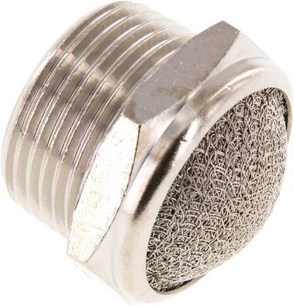Schalldämpfer NPT 3/4", Drahtgewebe, Messing vernickelt