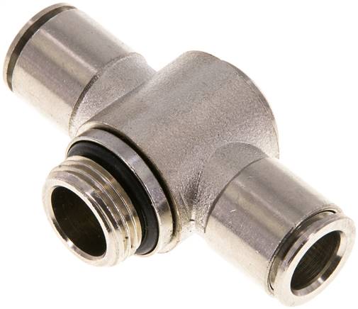 Kompakt-Steckanschluss, T-Stück, einfach, MS vernickelt, Schlauch D 10 mm, Anschluss 3/8"