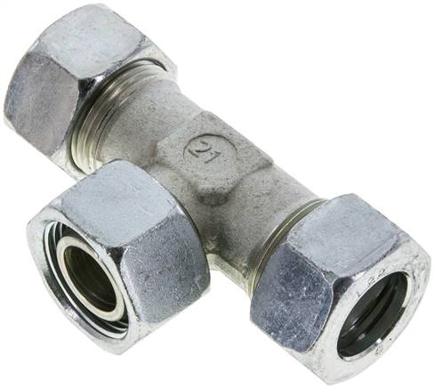 Einstellb. T-Schneidringverschraubung 22 L (M30x2), Stahl verzinkt, mit Dichtkegel und O-Ring