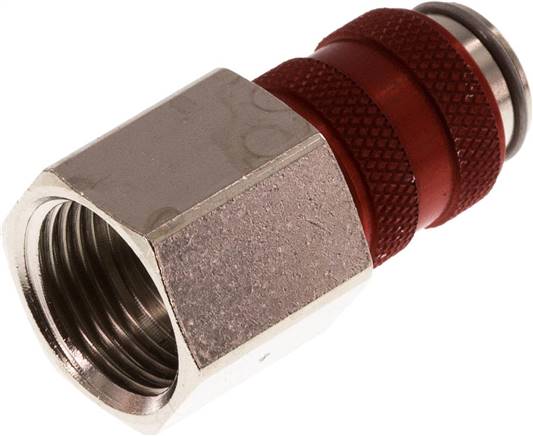 Schnellkupplung (NW5) G 3/8"(IG), Messing vernickelt, rot
