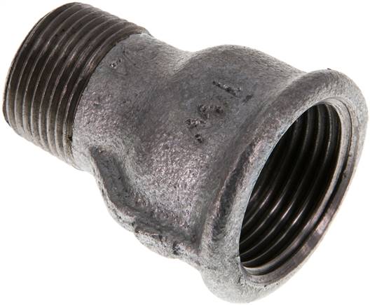 Reduziernippel R 3/4"(AG)-Rp 1"(IG), Temperguss verzinkt