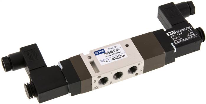 5/3-Wege Magnetventil, G 1/8", Mittelstellung entlüftet, 24 V AC