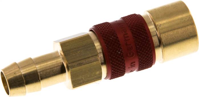 Schnellkupplung (NW5) 9 (3/8")mm Schlauch, rot, Achteck SW10