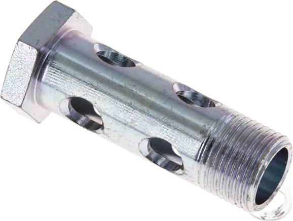 Hohlschraube 2-fach, M 18 x 1,5, Stahl verzinkt