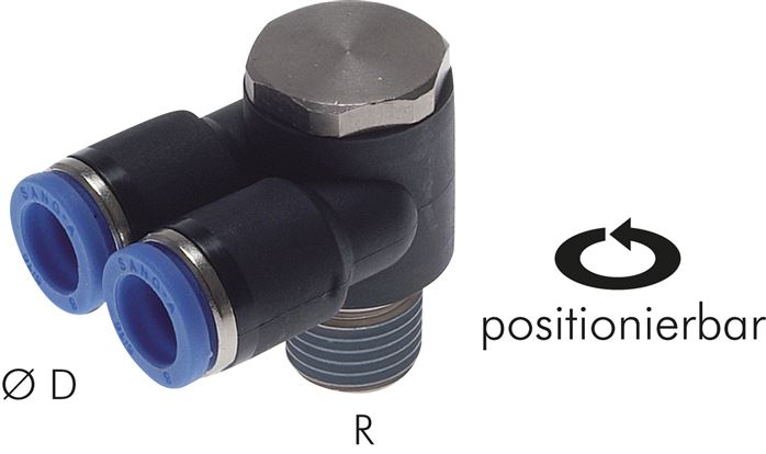 Y-Winkel-Steckanschluss R 3/8"x10mm, IQS-Standard, mit Außensechskant