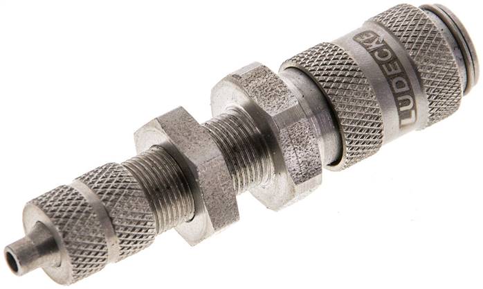 Schott-Schnellkupplung (NW2,7) 4,3x3mm Schlauch, Edelstahl, für Stecker beidseitig absperrend