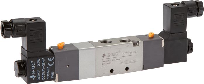5/3-Wege Magnetventil, G 1/8", Mittelstellung geschlossen, 24 V=, Ecoline