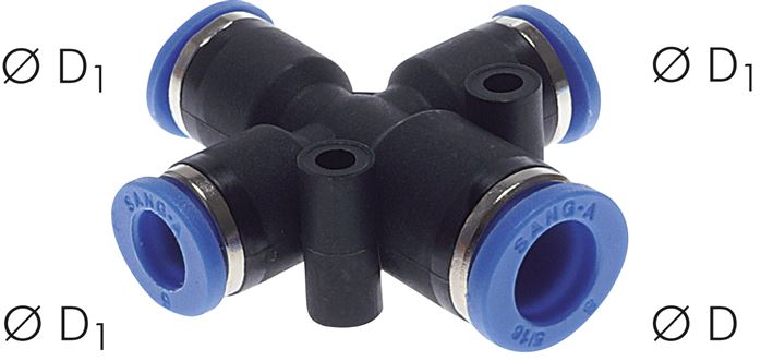 Kreuz-Steckanschluss 1x8mm-3x6mm, IQS-Standard