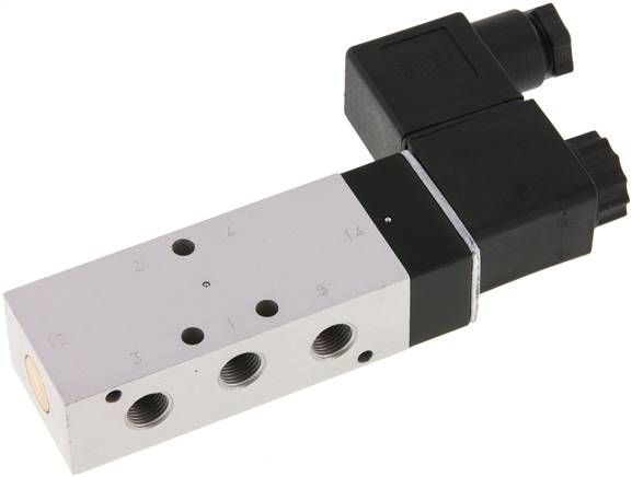 5/2-Wege Magnetventil, G 1/8", Feder, 24 V AC, NW 6