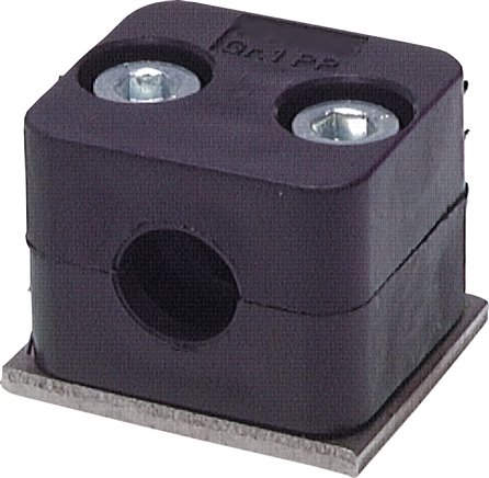 Edelstahl-Rohrschelle, 13,7mm, Baugröße 2, leichte Baureihe, mit Anschweißplatte