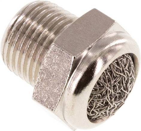 Schalldämpfer NPT 1/8", Drahtgewebe, Messing vernickelt