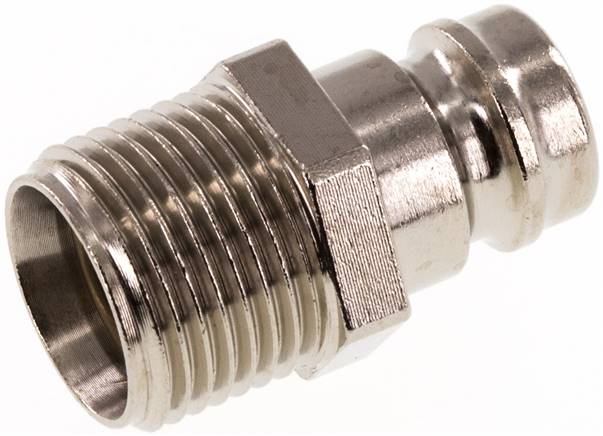 Temperierkupplungsstecker 13mm Zapfen,G 3/8"(AG), beidseitig absperrend