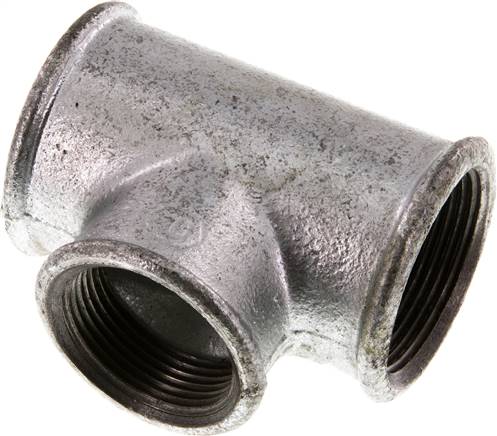 T-Stück Rp 1-1/2"-Rp 1-1/4"-Rp 1-1/2" (IG), Temperguss verzinkt