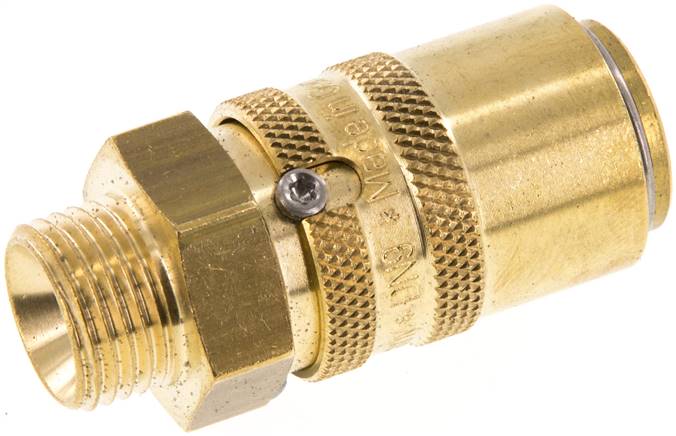 Temperier-Schnellkupplung 13mm Zapfen,M 16x1,5(AG), für Stecker beidseitig absperrend mit Entriegelungssicherung