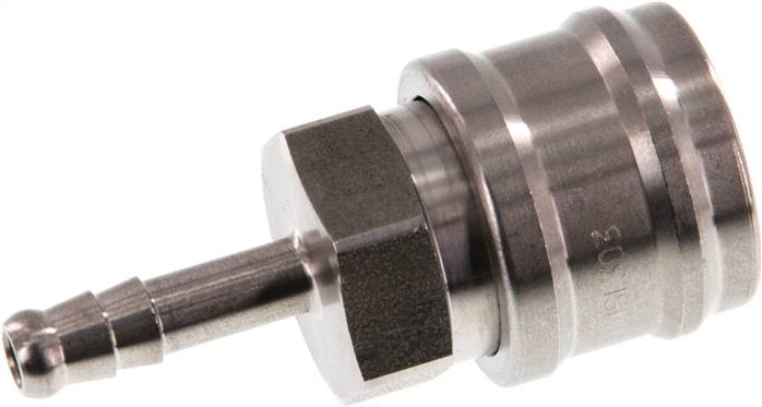 Schnellkupplung (NW7,2) 6 (1/4")mm Schlauch, Edelstahl, für Stecker beidseitig absperrend